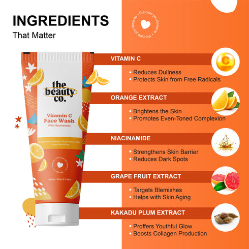 the beauty co Vitamin C Face Wash With Niacinamide For Skin Brightening